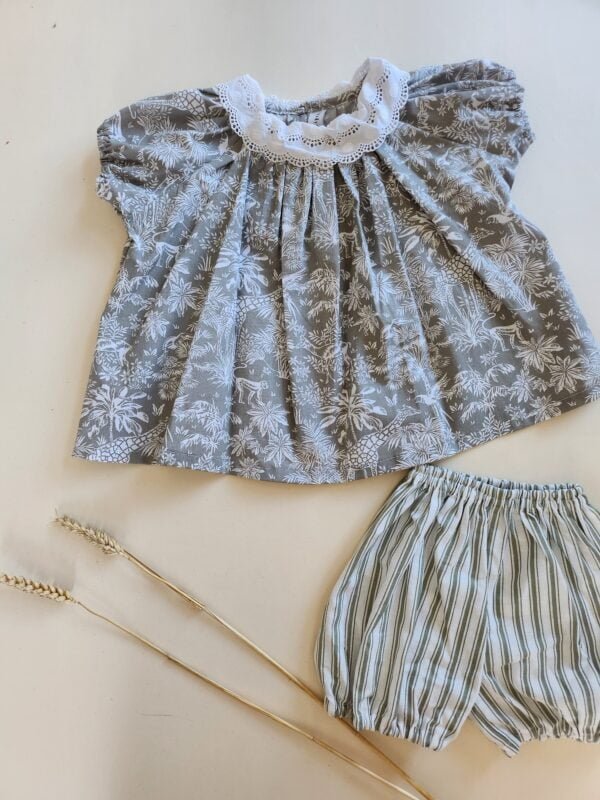 Blouse 5-6 ans pour fille motif jungle upcycle Blouse pour filles "Jungle Éternelle" 5 - 6 ans