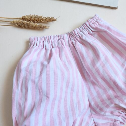 Le Bloomer Rayé Rose et Blanc – 12-18 mois