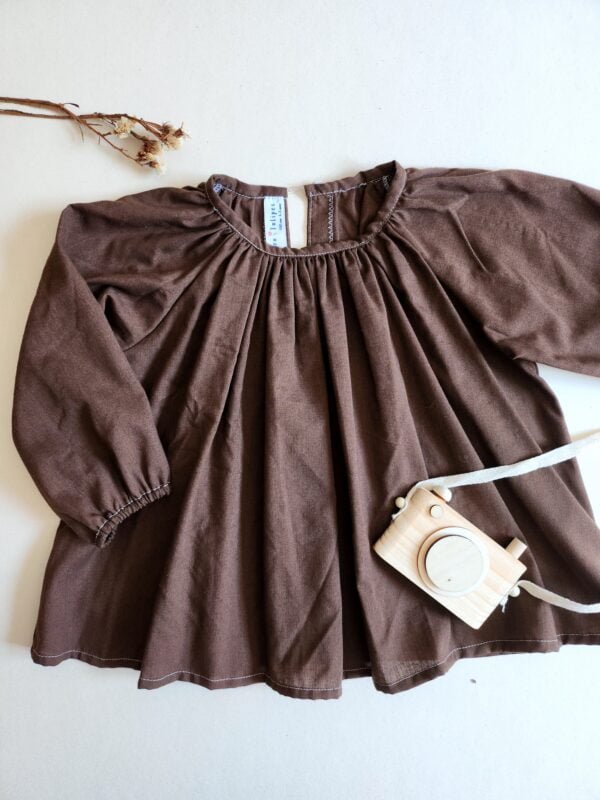 blouse-seconde-main-upcycle-marron blouse enfant marron mixte